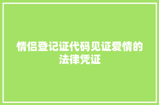 情侣登记证代码见证爱情的法律凭证