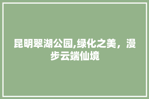 昆明翠湖公园,绿化之美，漫步云端仙境