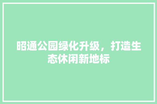 昭通公园绿化升级，打造生态休闲新地标