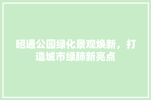 昭通公园绿化景观焕新，打造城市绿肺新亮点