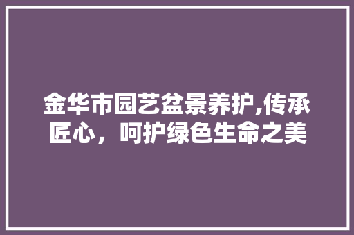 金华市园艺盆景养护,传承匠心，呵护绿色生命之美