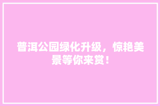 普洱公园绿化升级，惊艳美景等你来赏！