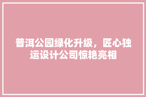 普洱公园绿化升级，匠心独运设计公司惊艳亮相