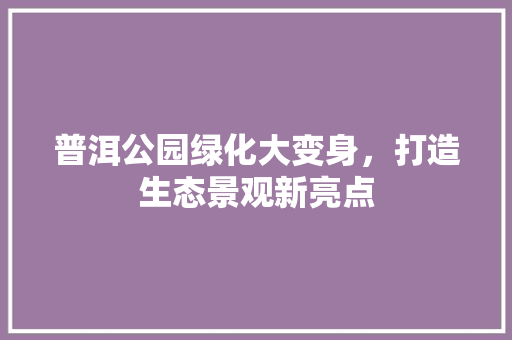 普洱公园绿化大变身，打造生态景观新亮点