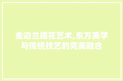 金边兰插花艺术,东方美学与传统技艺的完美融合