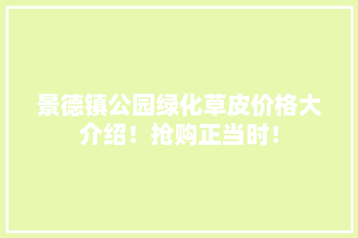 景德镇公园绿化草皮价格大介绍！抢购正当时！