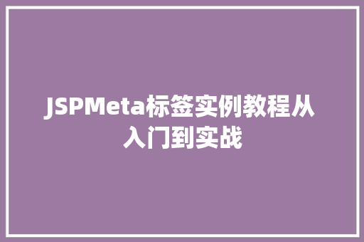 JSPMeta标签实例教程从入门到实战 无土育苗 JSPMeta标签实例教程从入门到实战 无土育苗
