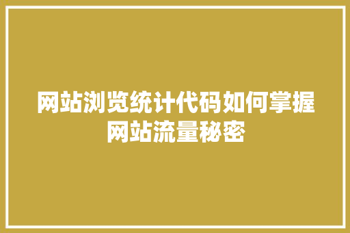 网站浏览统计代码如何掌握网站流量秘密