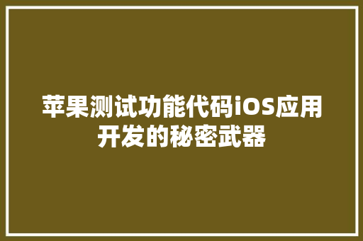 苹果测试功能代码iOS应用开发的秘密武器