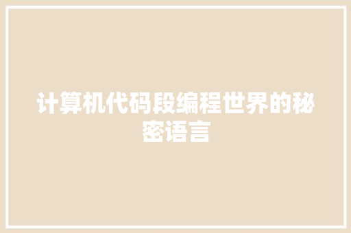 计算机代码段编程世界的秘密语言