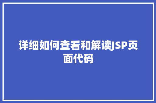 详细如何查看和解读JSP页面代码