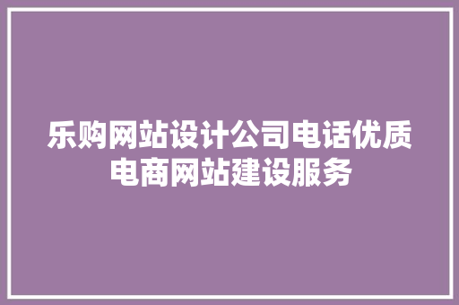 乐购网站设计公司电话优质电商网站建设服务
