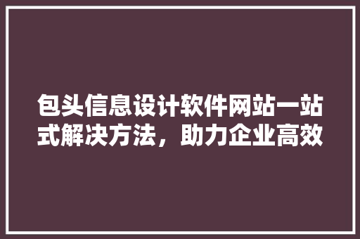 包头信息设计软件网站一站式解决方法，助力企业高效发展