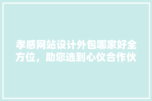 孝感网站设计外包哪家好全方位，助您选到心仪合作伙伴