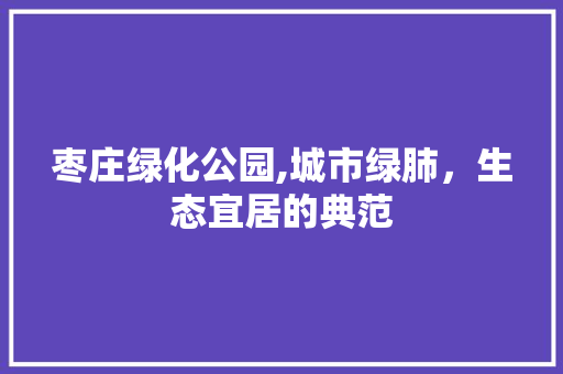 枣庄绿化公园,城市绿肺，生态宜居的典范 育苗设备