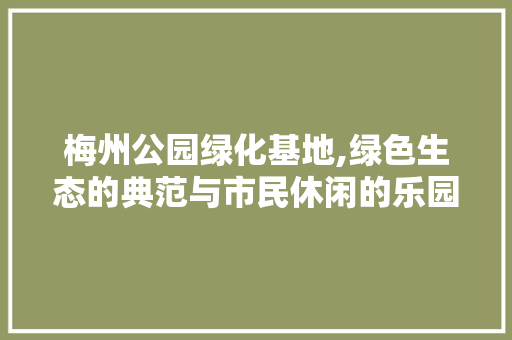 梅州公园绿化基地,绿色生态的典范与市民休闲的乐园