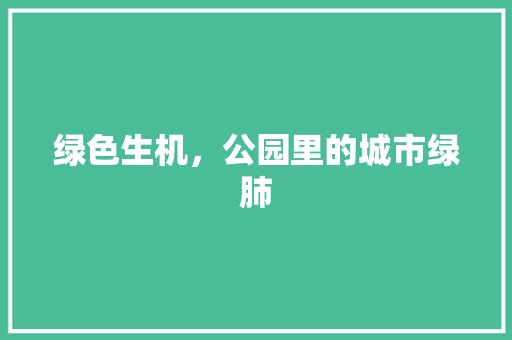绿色生机，公园里的城市绿肺