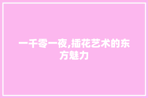 一千零一夜,插花艺术的东方魅力