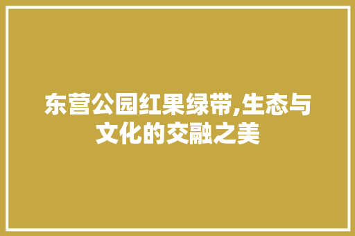 东营公园红果绿带,生态与文化的交融之美