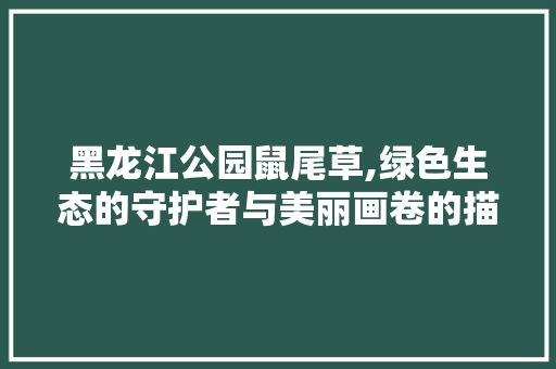 黑龙江公园鼠尾草,绿色生态的守护者与美丽画卷的描绘者