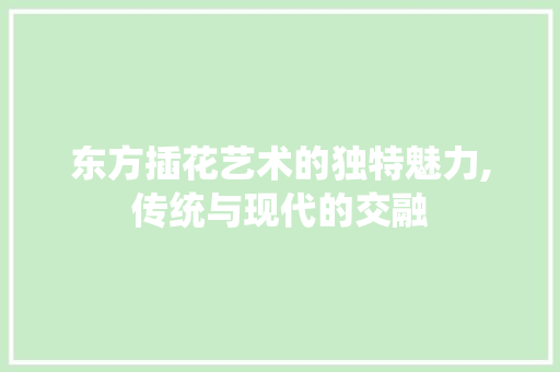 东方插花艺术的独特魅力,传统与现代的交融