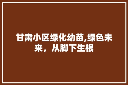 甘肃小区绿化幼苗,绿色未来，从脚下生根