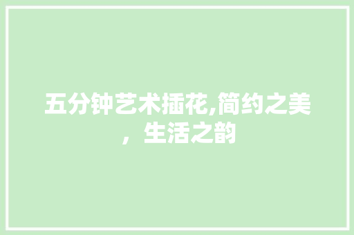 五分钟艺术插花,简约之美，生活之韵
