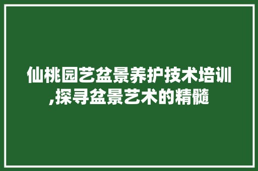 仙桃园艺盆景养护技术培训,探寻盆景艺术的精髓