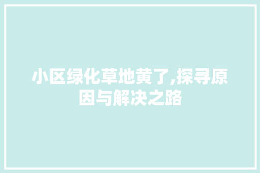 小区绿化草地黄了,探寻原因与解决之路