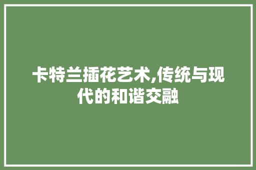 卡特兰插花艺术,传统与现代的和谐交融