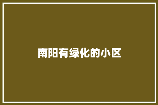南阳有绿化的小区