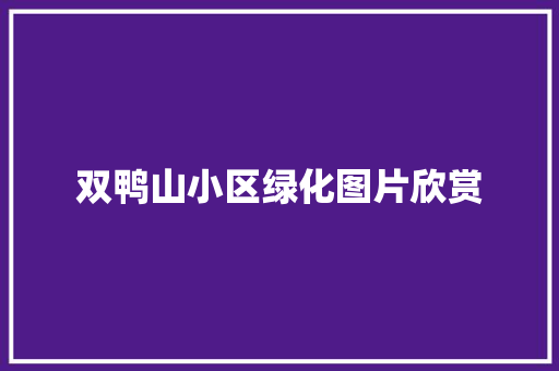 双鸭山小区绿化图片欣赏