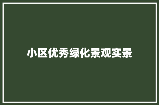 小区优秀绿化景观实景